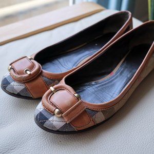 BURBERRY Nova Check Quilted & Leather Ballet Flats